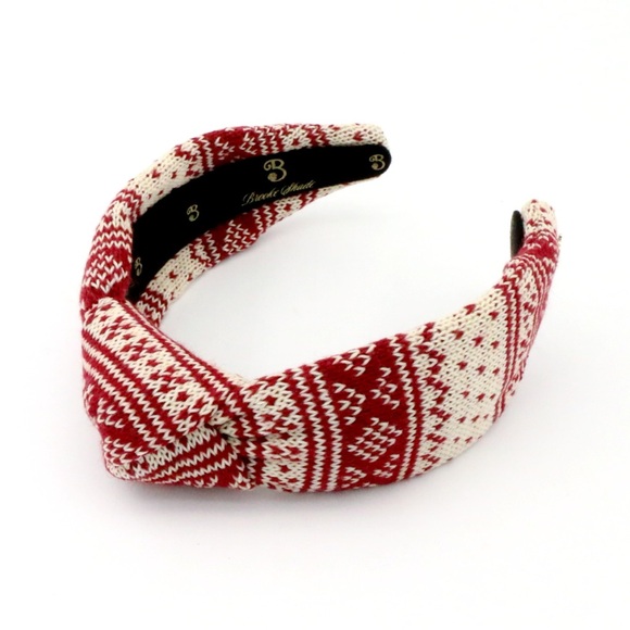 146. The Brooke Shade Merry Red FairIsle Sweater Highknot Headband